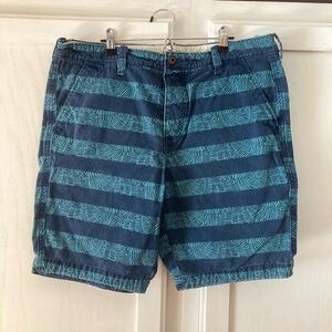 Hollister Teal and Navy Striped Men's Shorts
